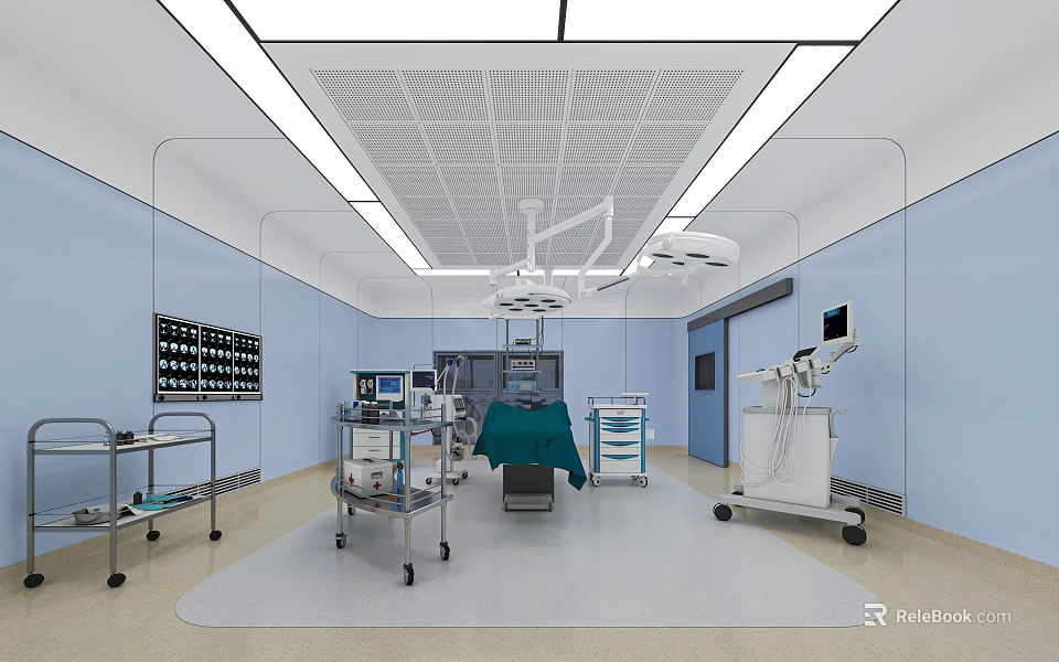 Hospital Operating Room Interior With Medical Equipment 3d model 