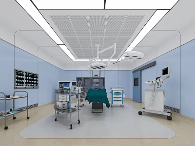 Hospital Operating Room Interior With Medical Equipment 3d model