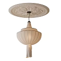 Elegant Classic Chandelier With Fabric Shade Ceiling Medallion And Tassel Design