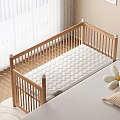 Natural Solid Wood Side Attached Baby Crib With Soft Breathable Mattress For Cozy Newborn Sleep