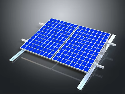 Solar Panel Charger for Laptop Computers with Blue Cells and Metal Bracket 3d model