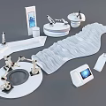 Modern Display Shelves With Sleek White Curved Design And Exhibition Units For Retail