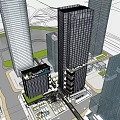 Modern Office Building With Glass Curtain Walls Outdoor Seating Green Lawn And Decorative Spheres