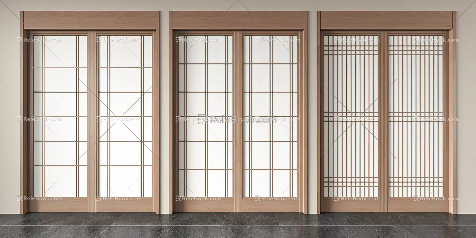 Japanese-style sliding door 3d model