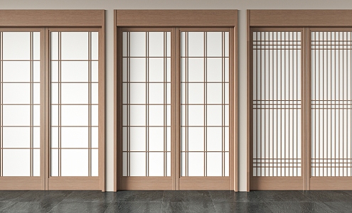 Japanese-style sliding door 3d model