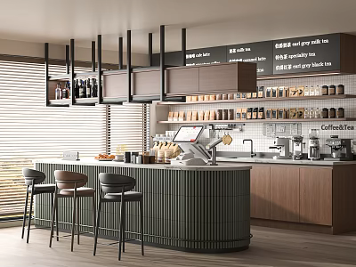 Modern coffee shop coffee bar coffee machine workbench milk tea coffee shop console 3d model
