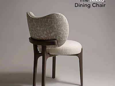 Stylish Modern Nikko Dining Chair With Upholstered Backrest And Wooden Legs 3d model