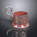 Decorative Metal Cup With Silver Handle Red Interior And Intricate Base Patterns 3d model