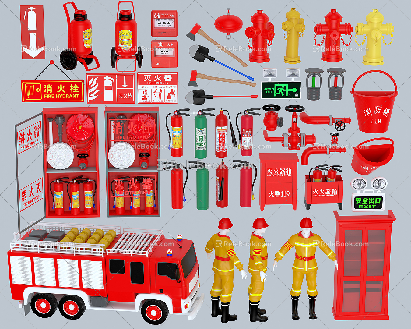 modern fire extinguisher fire fighting equipment 3d model