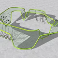 Modern Outdoor Playground Equipment With Green Frame Net Structure And Swings