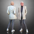 Modern Woman Wearing Light Colored Blazer Dark Turtleneck Jeans and White Shoes