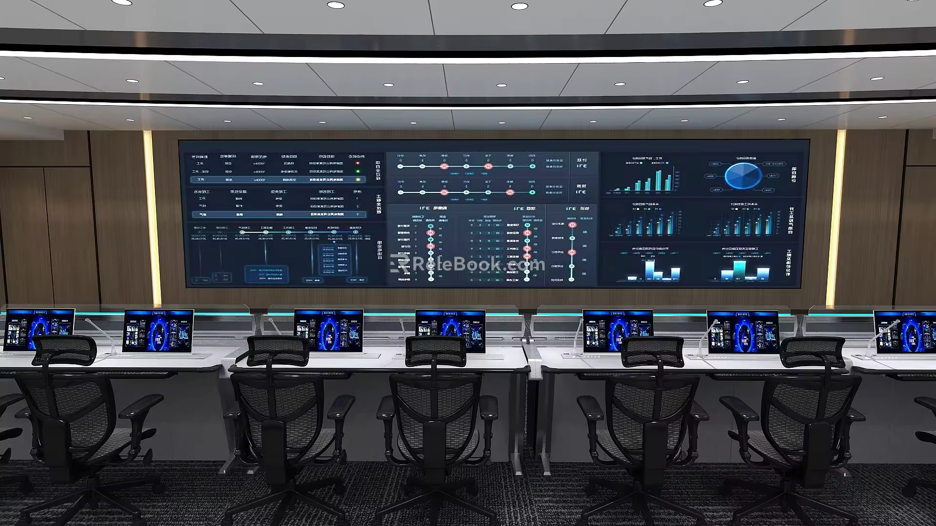 Modern Monitoring Room Dispatching Center 3d model
