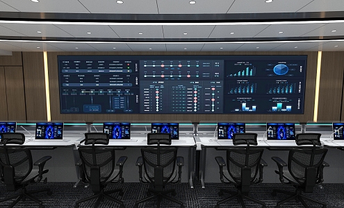 Modern Monitoring Room Dispatching Center 3d model