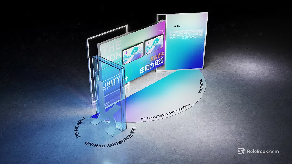 Modern Exhibition Booth Design With Blue Zone Technology And Innovation Since 2006 3d model 