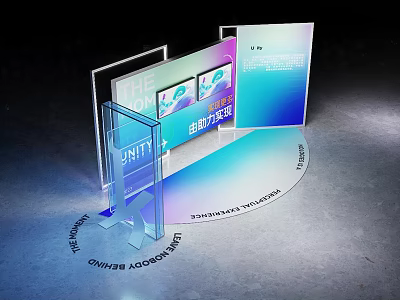 Modern Exhibition Booth Design With Blue Zone Technology And Innovation Since 2006 3d model
