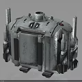 Gray Sci-Fi Mechanical Structure With Vertical Pillars Circular Top And Black Support Legs 3d model