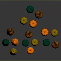 Colorful Pumpkins And Pears Display With Vibrant Green Orange Yellow Hues