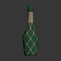 Green Bottle With Beige Netting Wrap And Green Cap For Daily Use