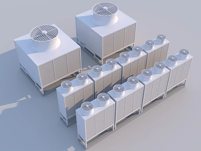 White Inflatable Industrial Cooling Equipment Units With Multiple Fans And Systems 3d model
