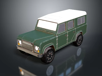 Vintage Green Off Road Vehicle With White Roof Boxy Design And Black Tires 3d model