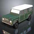 Vintage Green Off Road Vehicle With White Roof Boxy Design And Black Tires