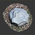 Natural Stone Art Piece With Colorful Wood And Stone Decorative Fragments Surrounding