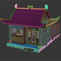 Chinese Traditional Style Supermarket Department Store With Tile Roof Wooden Doors And Stone Walls