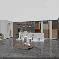 Store Front Desk With Marble Countertop And Toilet Samples In Modern Showroom