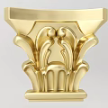 Golden Ornate Carved Capital With Classical Architectural Decorative Design Features