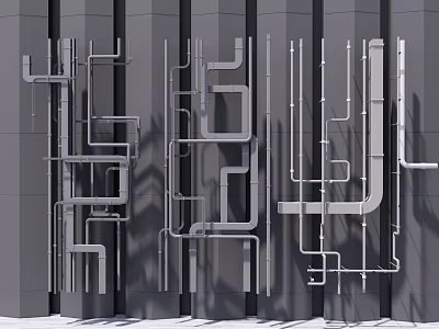 Industrial Ceiling Piping Structure With Metal Pipes And Structural Layout 3d model