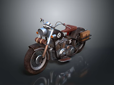Vintage Motorcycle With Leather Seat Spoked Wheels And Chrome Metal Details 3d model