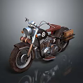 Vintage Motorcycle With Leather Seat Spoked Wheels And Chrome Metal Details