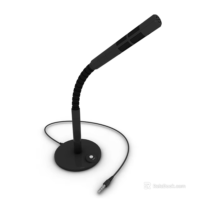 Black Headphone Speaker With Flexible Gooseneck Base And Control Button 3d model 