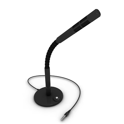 Black Headphone Speaker With Flexible Gooseneck Base And Control Button 3d model
