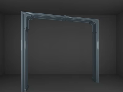 Gray Modern Door Frame Structure in Empty Gray Room with Clean Lines 3d model