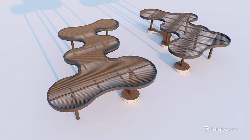 Modern Curved Pergola With Metal Grid Top And Round Base Structure 3d model