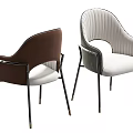 Modern Dining Chairs With Brown And White Velvet Upholstery Armrests And Metal Legs