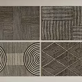 Stylish Square Rugs with Various Geometric Patterns in Neutral Tones for Modern Interiors 3d model