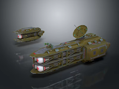 Green Military Weapon System With Two Units Satellite Dish And Missile Launch Compartments 3d model