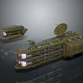 Green Military Weapon System With Two Units Satellite Dish And Missile Launch Compartments