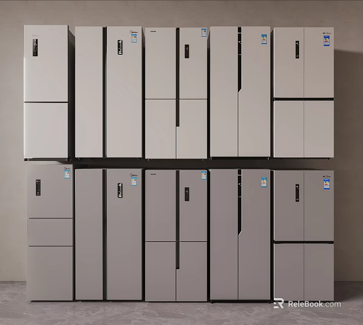 Commercial Refrigerators and Freezers Multiple Silver Gray Modern Storage Units 3d model