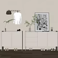 Modern White Shoe Cabinet With Shoes Decorations And Hanging Clothes