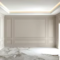 Elegant White Background Wall With Decorative Moldings And Marble Floor Interior 3d model