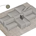 Light Gray Modular Sectional Sofa With Plush Cushions Floor Lamp And Neutral Rug 3d model