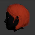 Realistic Human Head Model With Vibrant Orange Hair And Natural Texture
