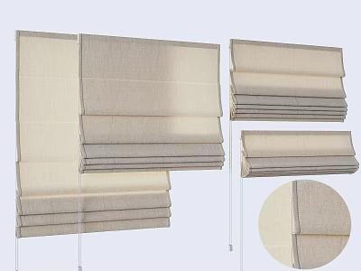 Modern Roman Blinds With Beige Fabric And Layered Folding Design 3d model