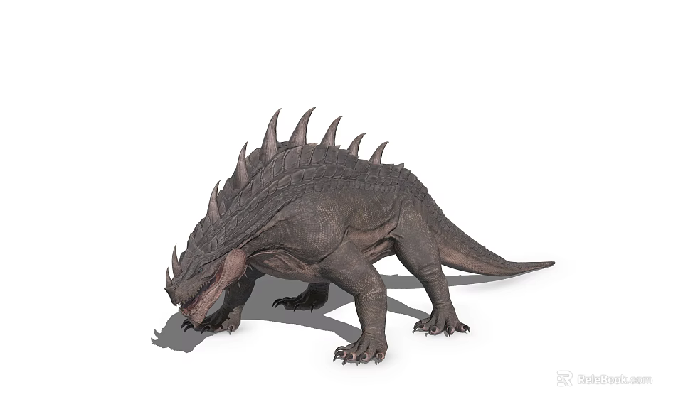 Armored Dinosaur with Spiked Back and Sturdy Limbs in Walking 3D Render Model 3d model 