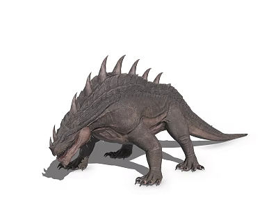 Armored Dinosaur with Spiked Back and Sturdy Limbs in Walking 3D Render Model 3d model