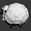 Adorable Cartoon Sheep With White Curly Wool Brown Head And Yellow Eyes