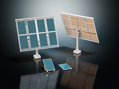 Modern solar panel solar power system solar equipment 3d model